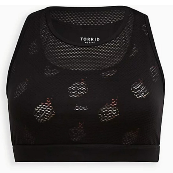 Torrid Sports Bra Black Mesh Front Skulls Flames Size 0 Large 12 Activewear NWT - Picture 13 of 13
